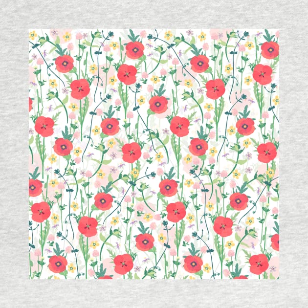 Summer Meadow Floral Nature Illustration by NdesignTrend